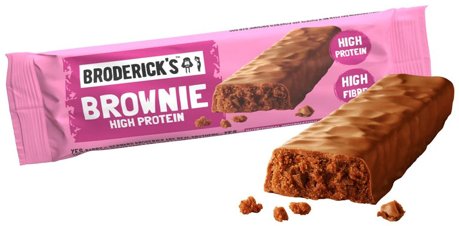 Barre de brownie riche en protéines enrobée de chocolat belge - Broderick´s 