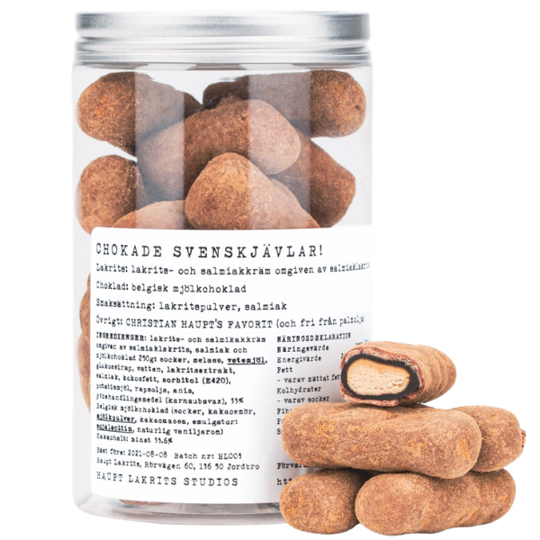 Réglisse au chocolat " CHOKADE SVENSKJÄVLAR " - Haupt Lakrits