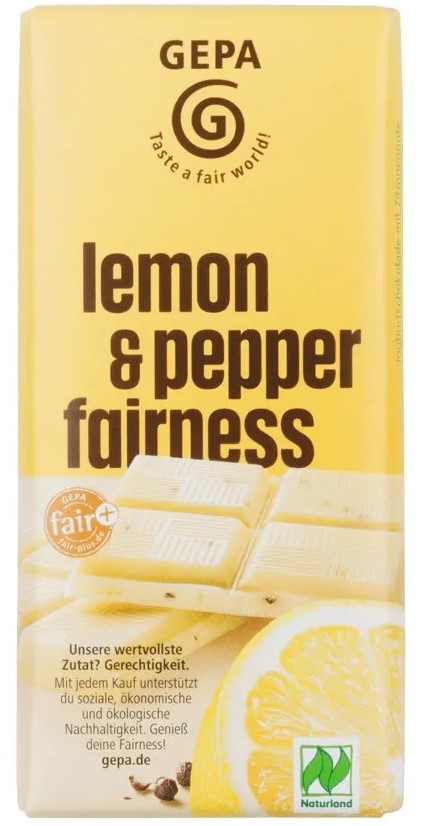 Tablette de chocolat BIO au citron et poivre noir - GEPA